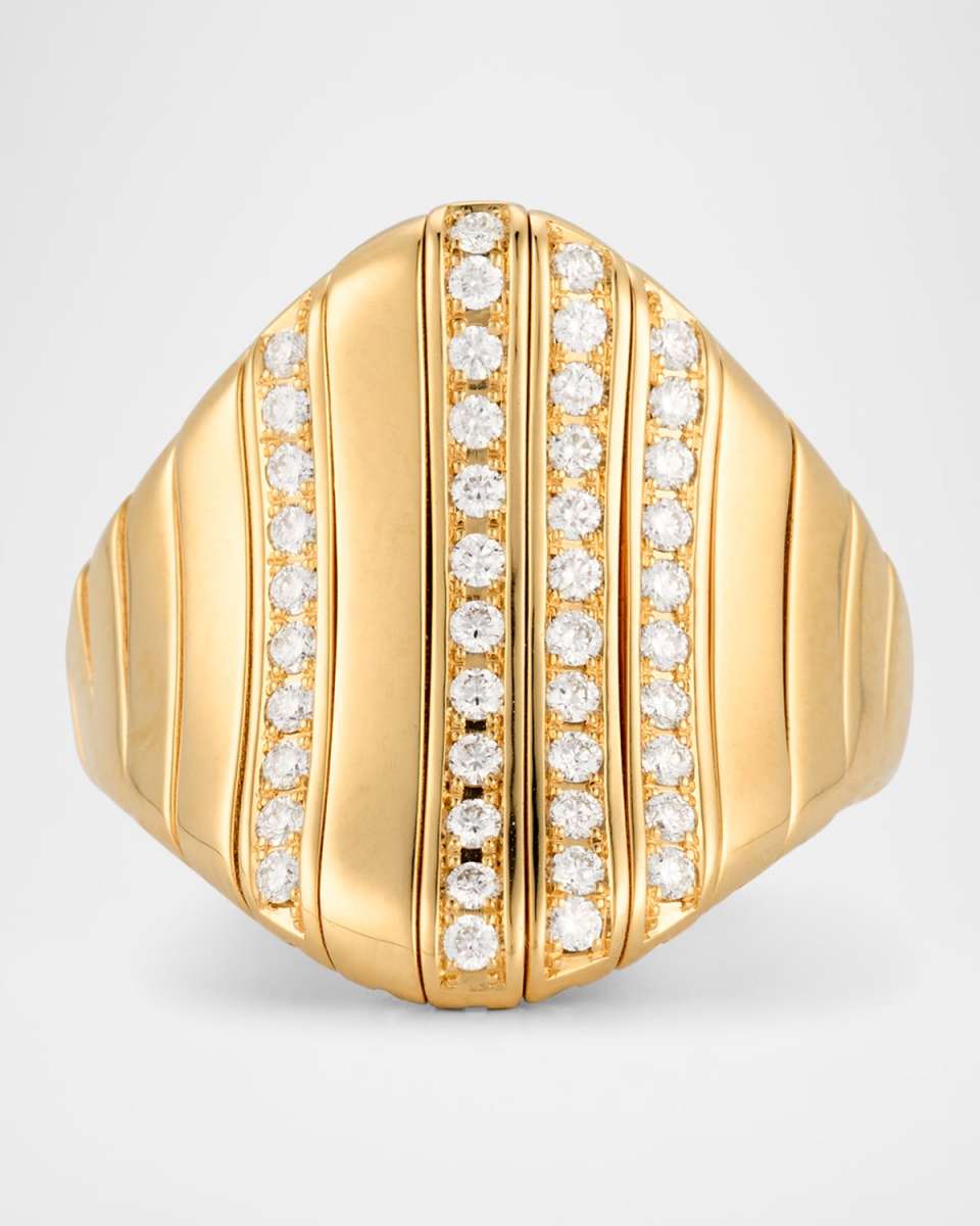 18K Yellow Gold Graduated Ring with Diamonds